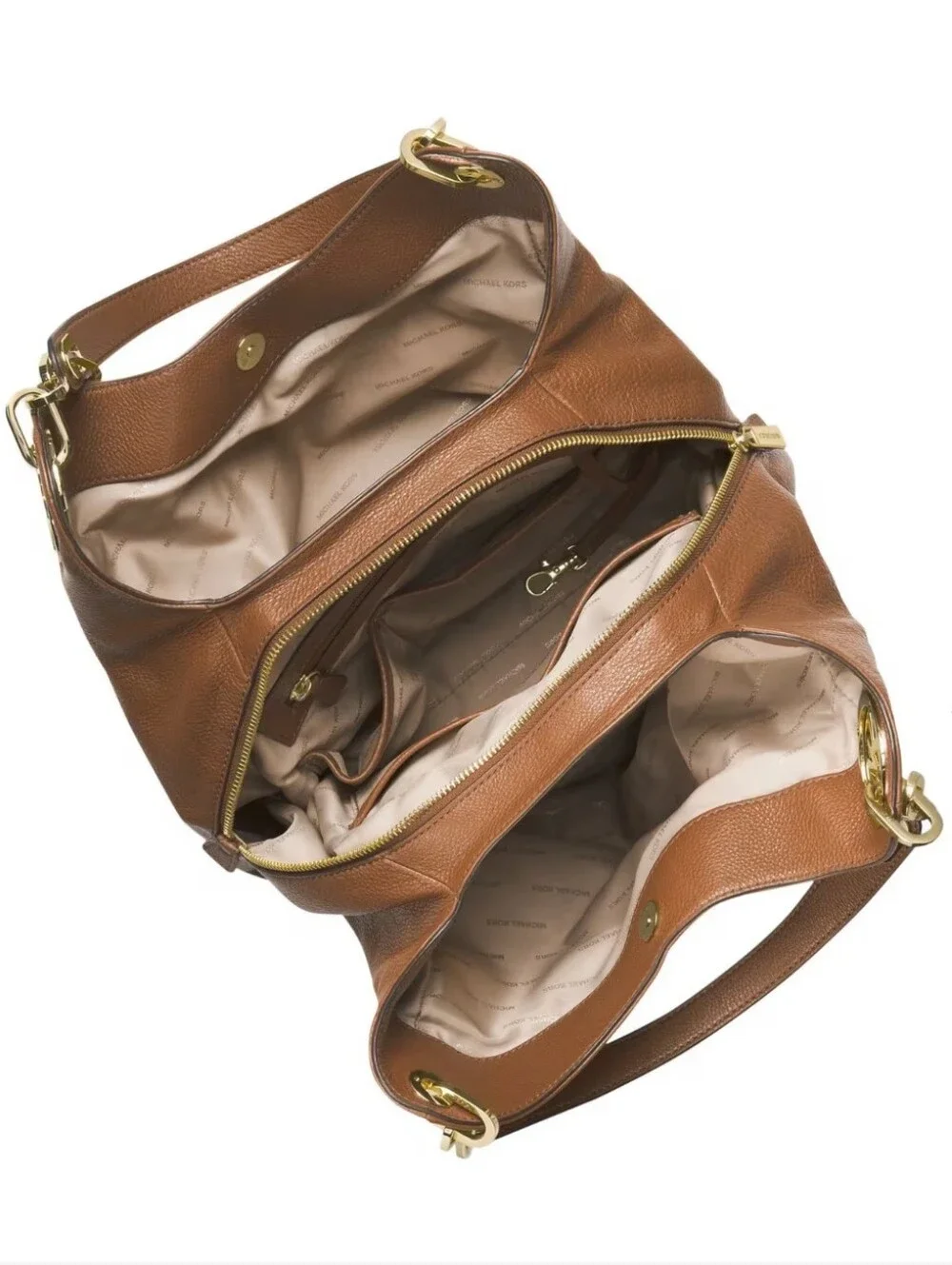 Michael Kors Fulton Large Shoulder Bag Brown Leather